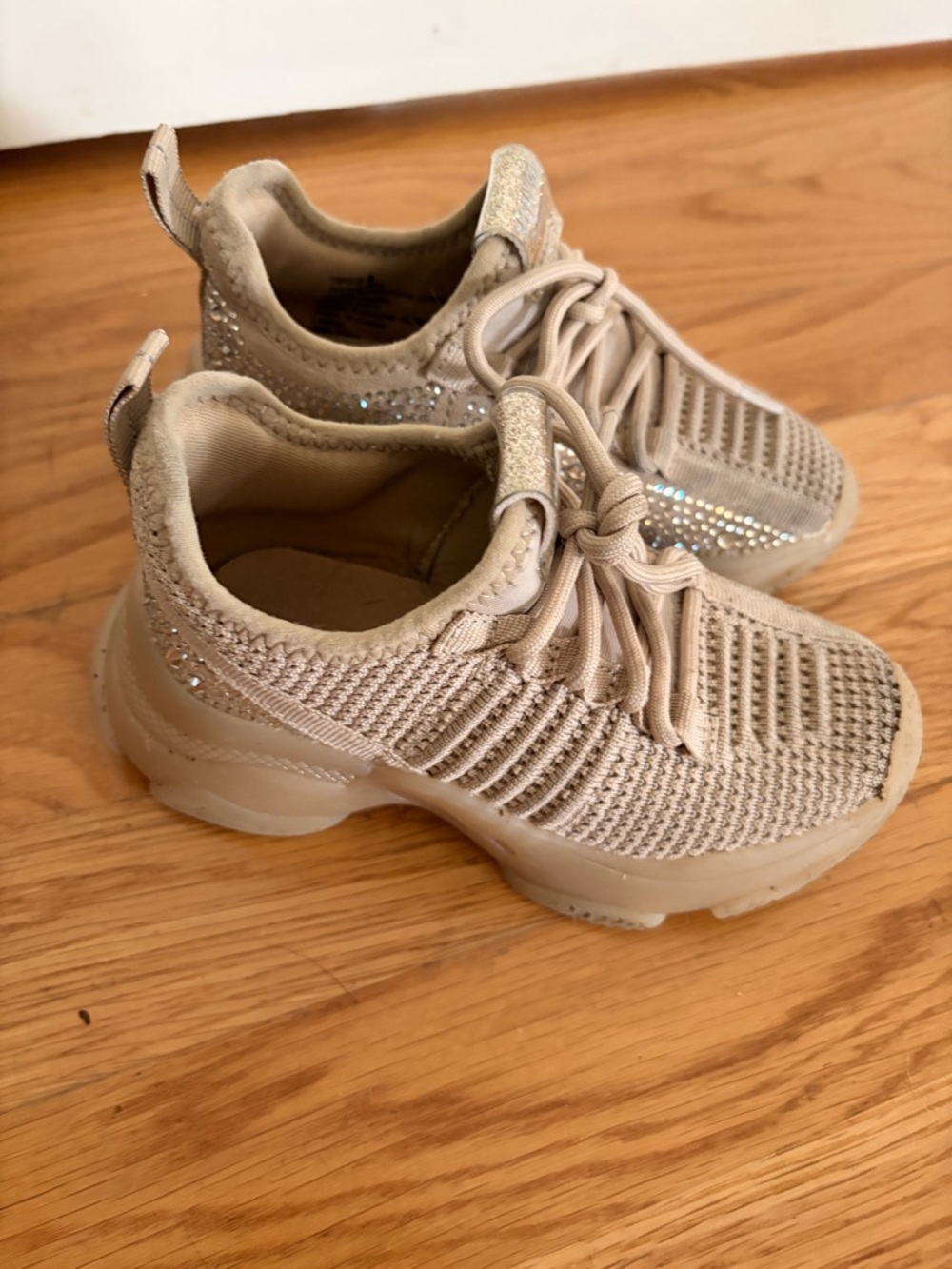 Gold Steve Madden Slip-On Sneakers with Rhinestones